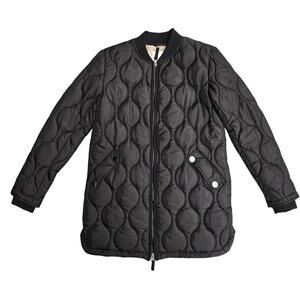 Anthropologie Avec Les Filles Women Black Quilted Longline Puffer Coat XS Bomber